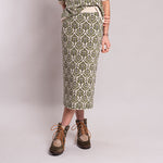 Lena Jacquard Knit Skirt in Green