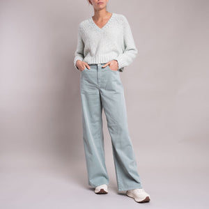 Medina High Waisted Trousers in Pastel Green