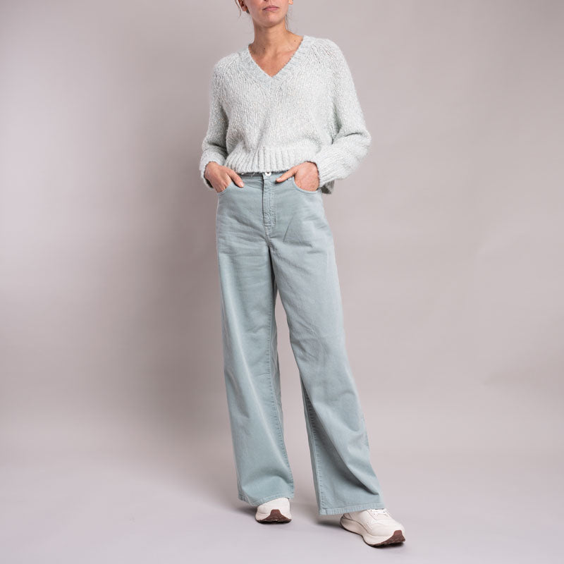 WEEKEND MAXMARA Medina High Waisted Trousers in Pastel Green