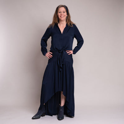 SILK95FIVE Palm Royale Skirt in Navy