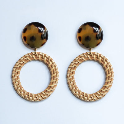 Raphia 28 Earrings in Raffia/Leopard