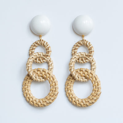 Raphia 20 Earrings in Raffia/White