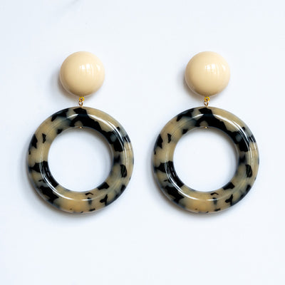 EC Medium Hoop Earrings in Grey Leopard Mix