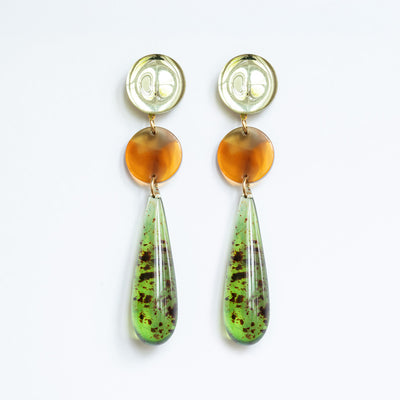 Averse L Drop Earrings in Green Mix