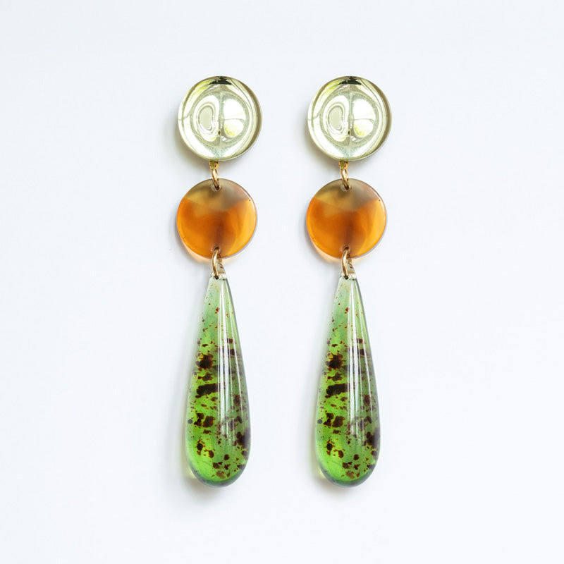 Averse L Drop Earrings in Green Mix