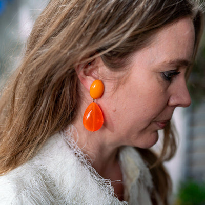 FRANCINE BRAMLI Cuba Earrings in Orange Fluo