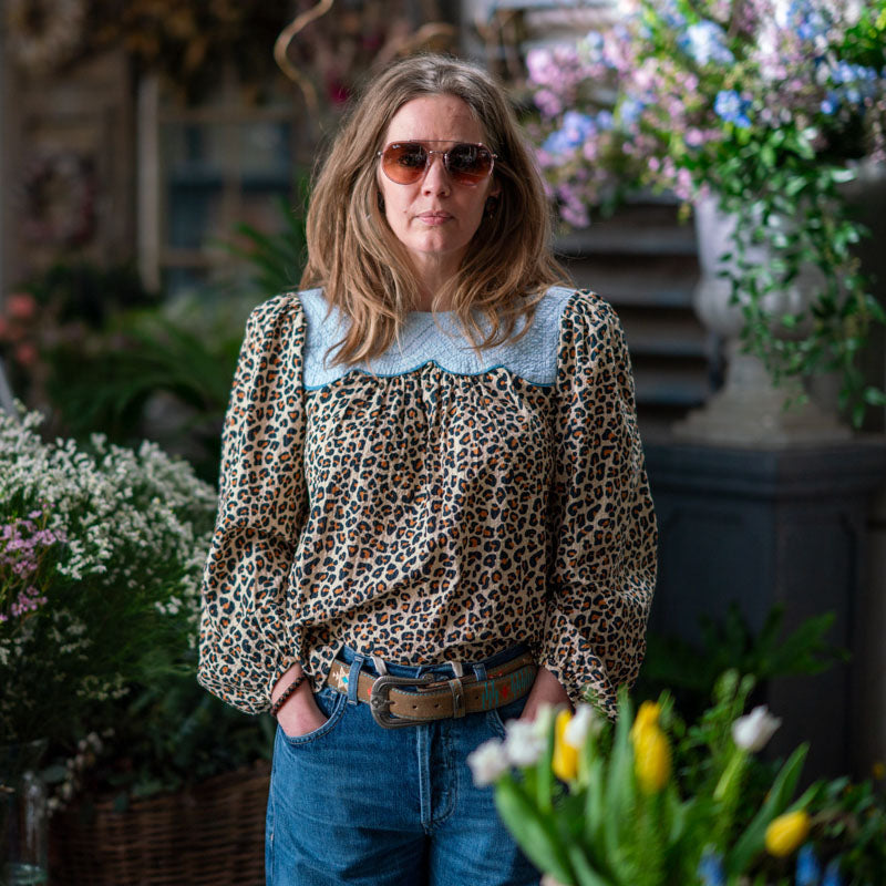 STELLA NOVA Leopard Blouse with Embroidery in Leopard