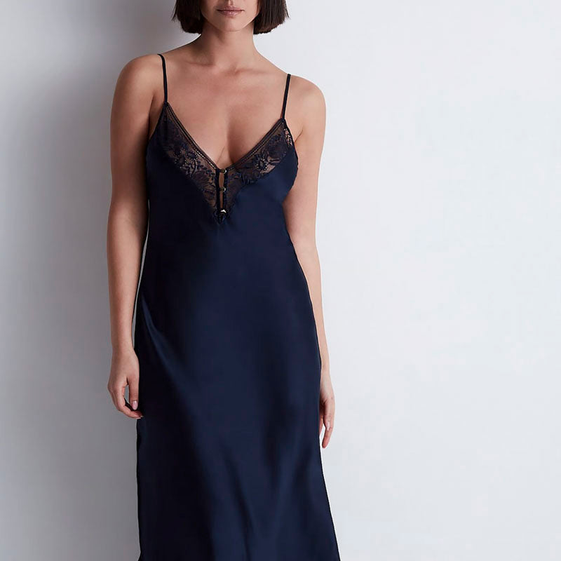 Midnight Whisper Long Slip in Evening Blue