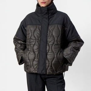 Holly 4 Short Quilted Jacket in Black Olive Combi