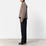 Owa 25 Short Wool Coat in Taupe Grey Melange