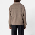 Owa 25 Short Wool Coat in Taupe Grey Melange