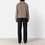 Owa 25 Short Wool Coat in Taupe Grey Melange