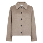 Owa 25 Short Wool Coat in Taupe Grey Melange