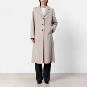 Owa 26 Long Wool Coat in Silver Cloud Melange