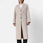 Owa 26 Long Wool Coat in Silver Cloud Melange