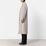 Owa 26 Long Wool Coat in Silver Cloud Melange