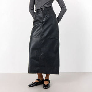 Globa 34 Leather Maxi Skirt in Black