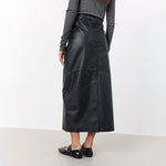 Globa 34 Leather Maxi Skirt in Black