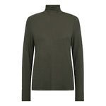 Ika 19 Roll Neck L/S Top in Black Olive