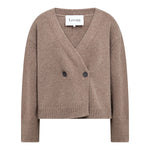 Perle 6 Merino Cashmere Cardigan in Taupe Grey Melange