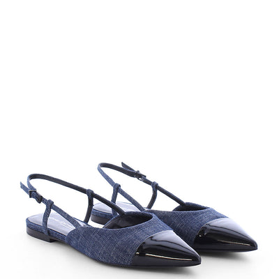 Greta Denim Slingback Ballet Flats in Indigo