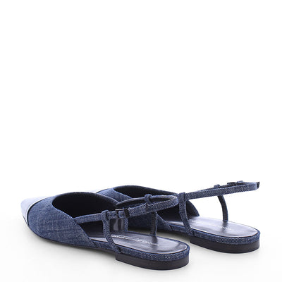 Greta Denim Slingback Ballet Flats in Indigo