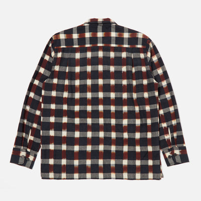 L/S Check Utility Shirt in Navy/Brown