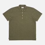 Recycled Wool Pullover Polo Shirt in Olive