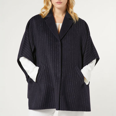 Perseo Double Faced Wool Cape in Ultramarine