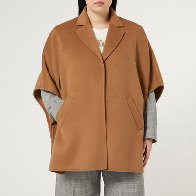 Zuara Double Faced Wool Cape in Biscuit