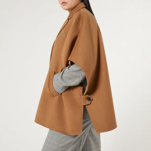 Zuara Double Faced Wool Cape in Biscuit