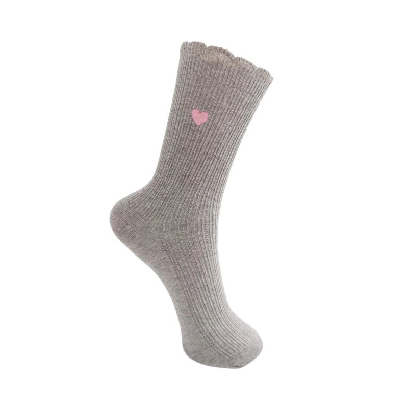 BLACK COLOUR Ibina Heart Sock in Light Grey