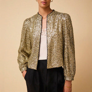 Amira Sequin Jacket in Gold