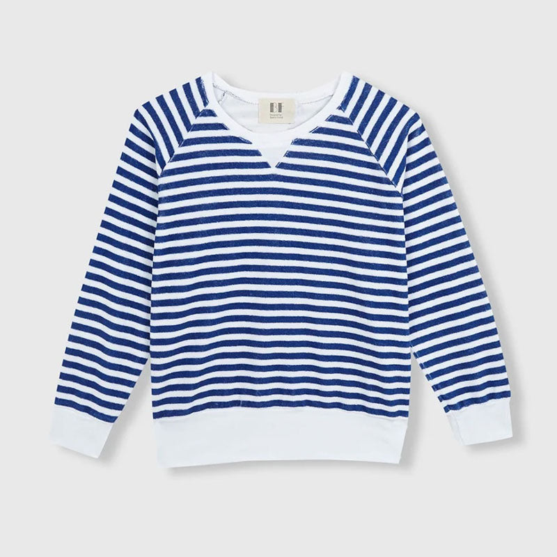 BEATRIZ FUREST Bertram Stripes Towelling Sweatshirt 49R205 in White/Blue