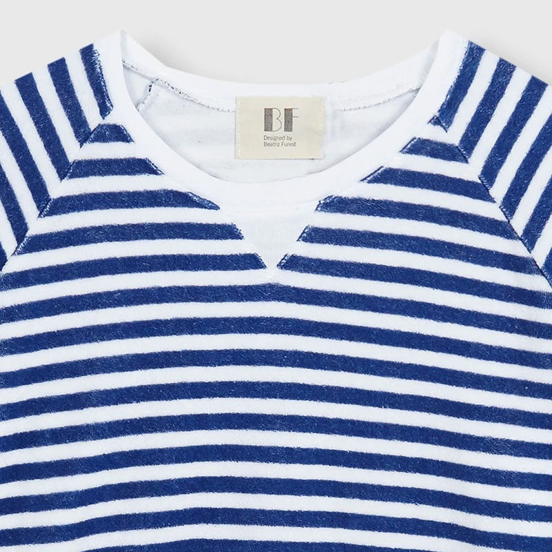 BEATRIZ FUREST Bertram Stripes Towelling Sweatshirt 49R205 in White/Blue