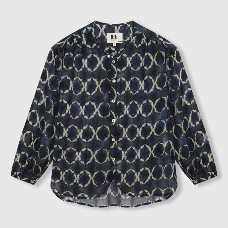 BEATRIZ FUREST Nefer Tie Dye Print Shirt 49R162 in Navy