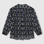 BEATRIZ FUREST Nefer Tie Dye Print Shirt 49R162 in Navy