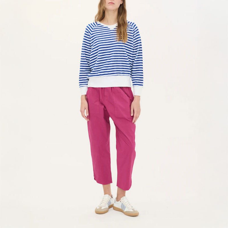 BEATRIZ FUREST Bertram Stripes Towelling Sweatshirt 49R205 in White/Blue