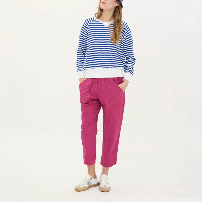 BEATRIZ FUREST Bertram Stripes Towelling Sweatshirt 49R205 in White/Blue