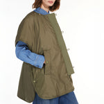 Egemone Water Repellent Reversible Canvas Cape in Khaki