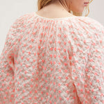 Haiti Floral Embroidered Blouse in Fluo Pink