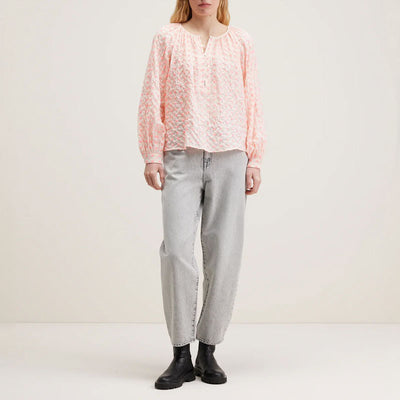 BELLEROSE Haiti Floral Embroidered Blouse in Fluo Pink