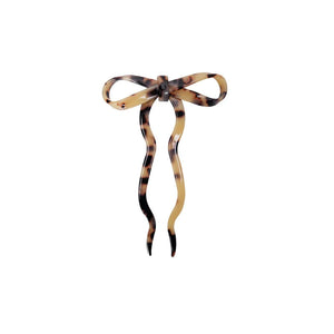 BLACK COLOUR Anya Bow Hair Pin in Light Tortoise