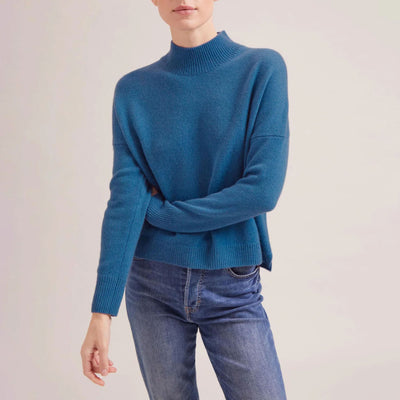 Johanna Funnel Neck Cashmere Jumper in Mid Blue