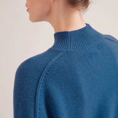 Johanna Funnel Neck Cashmere Jumper in Mid Blue