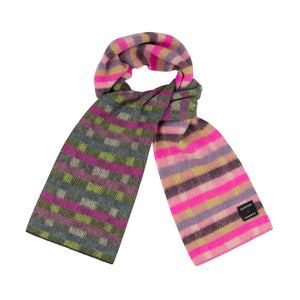 Short Brushed Intarsia Scarf in Cochineal