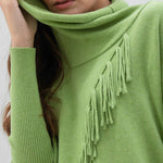 Slouchy Roll Neck Sweater in Green