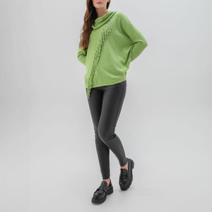 Slouchy Roll Neck Sweater in Green