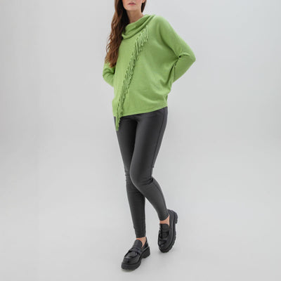 Slouchy Roll Neck Sweater in Green