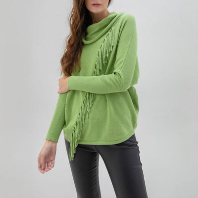 Slouchy Roll Neck Sweater in Green